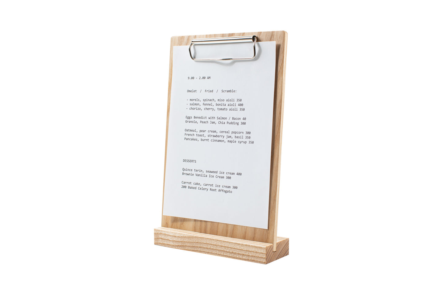 Angled Wooden Table Top Stand with Clip for bar