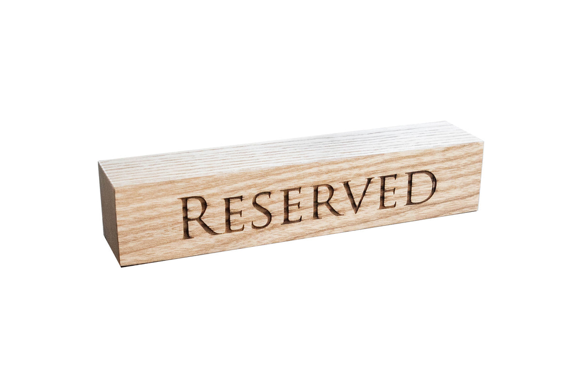 Wooden Table Reserved Sign for restaurant