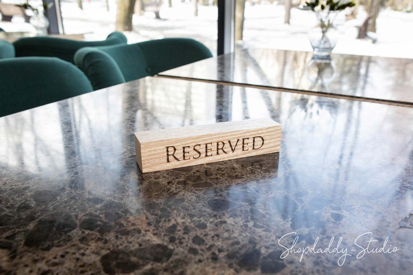 Stylish Wooden Table Reserved Sign