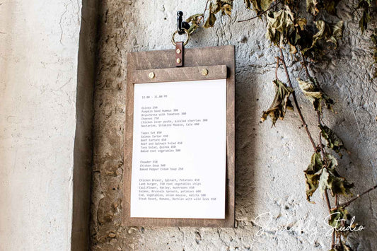 Restaurant Wooden Menu Board with Metal Ring