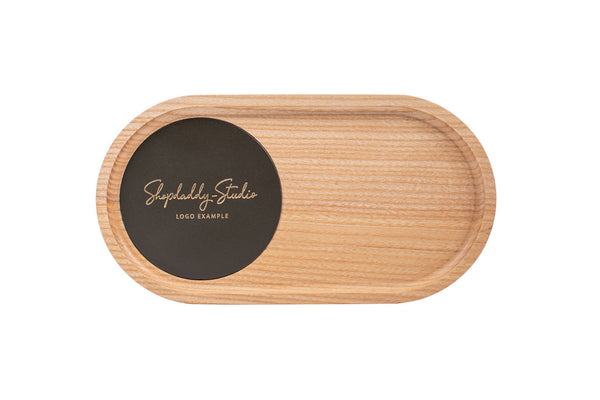 modern Wooden Tray with Leather Coaster 