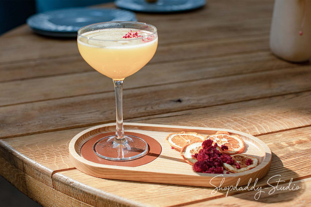 Wooden Tray with Leather Coaster