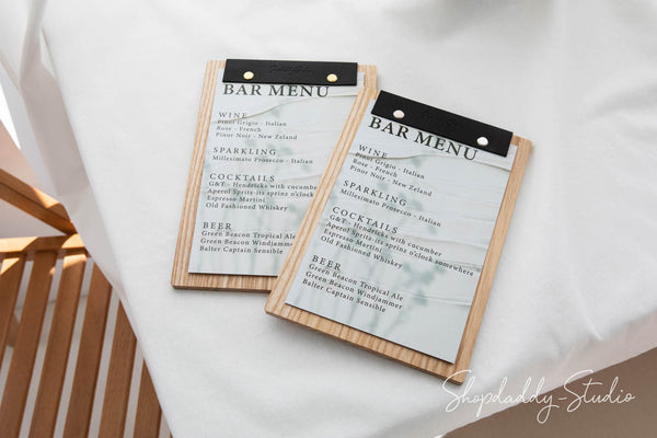Wooden Menu Holder With Leather Binding for restaurant