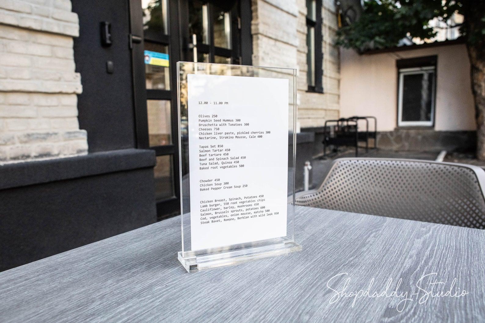 Table Menu Display Acrylic Table Stand Display Menu – Shopdaddy-Studio