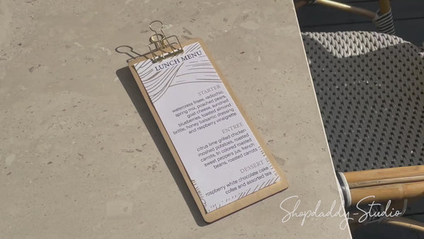 Leather and Wood Menu Board with Golden Binder