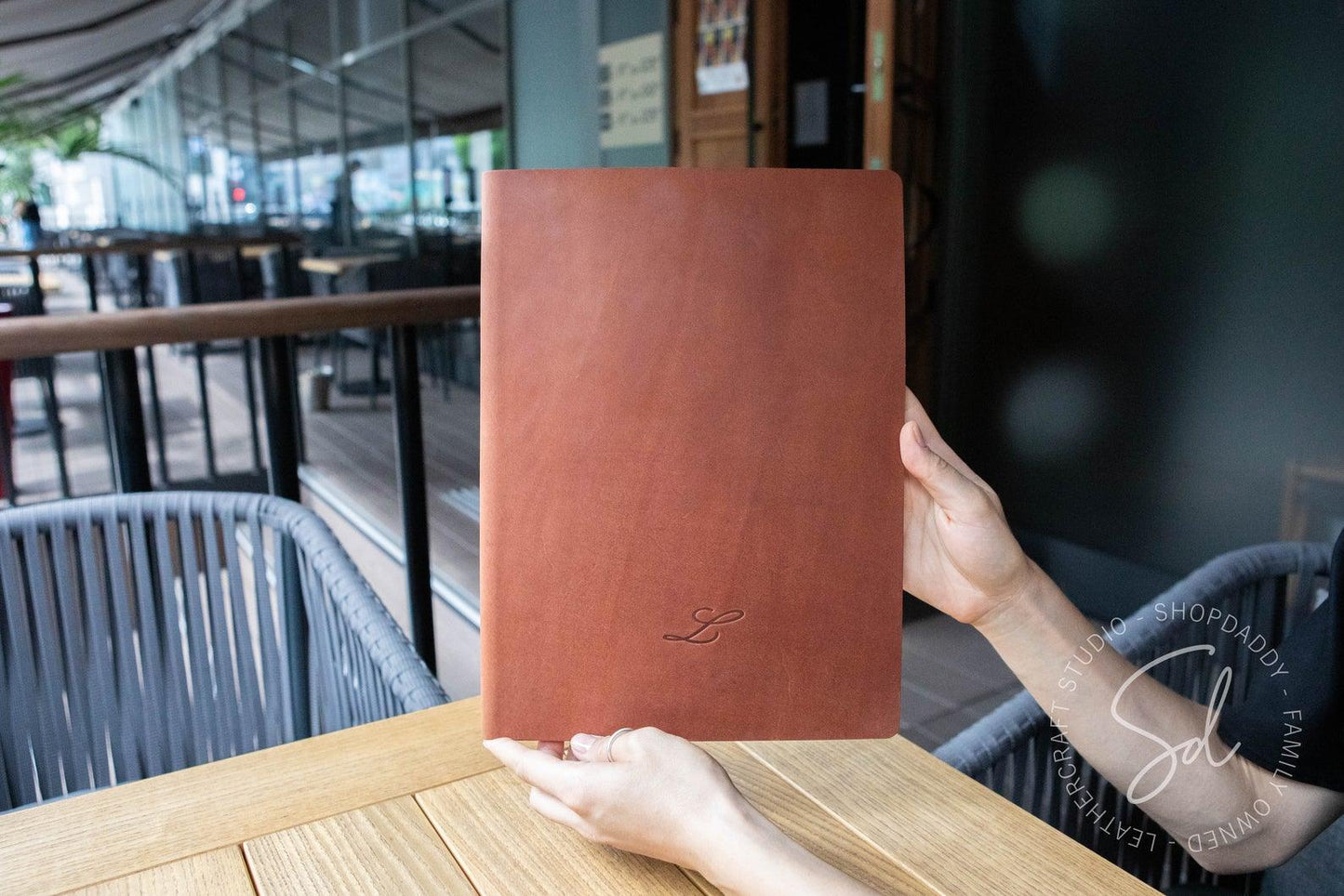 restaurant leather cork menu holder shopdaddy studio