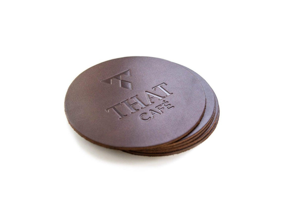 Dark Brown Set of Leather Coasters (5 pcs) 