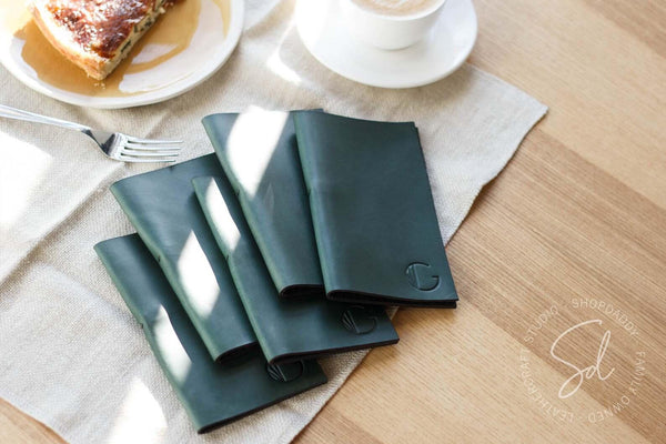 Green Leather Check Presenter with Pen Loop