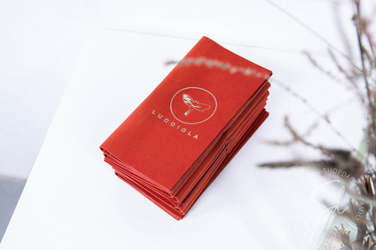 Red Leather Check Presenter with Pen Loop