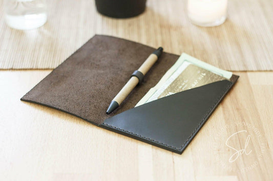 Chocolate Leather Check Presenter with Pen Loop