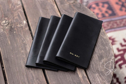 Black Leather Check Presenter without Pen Loop