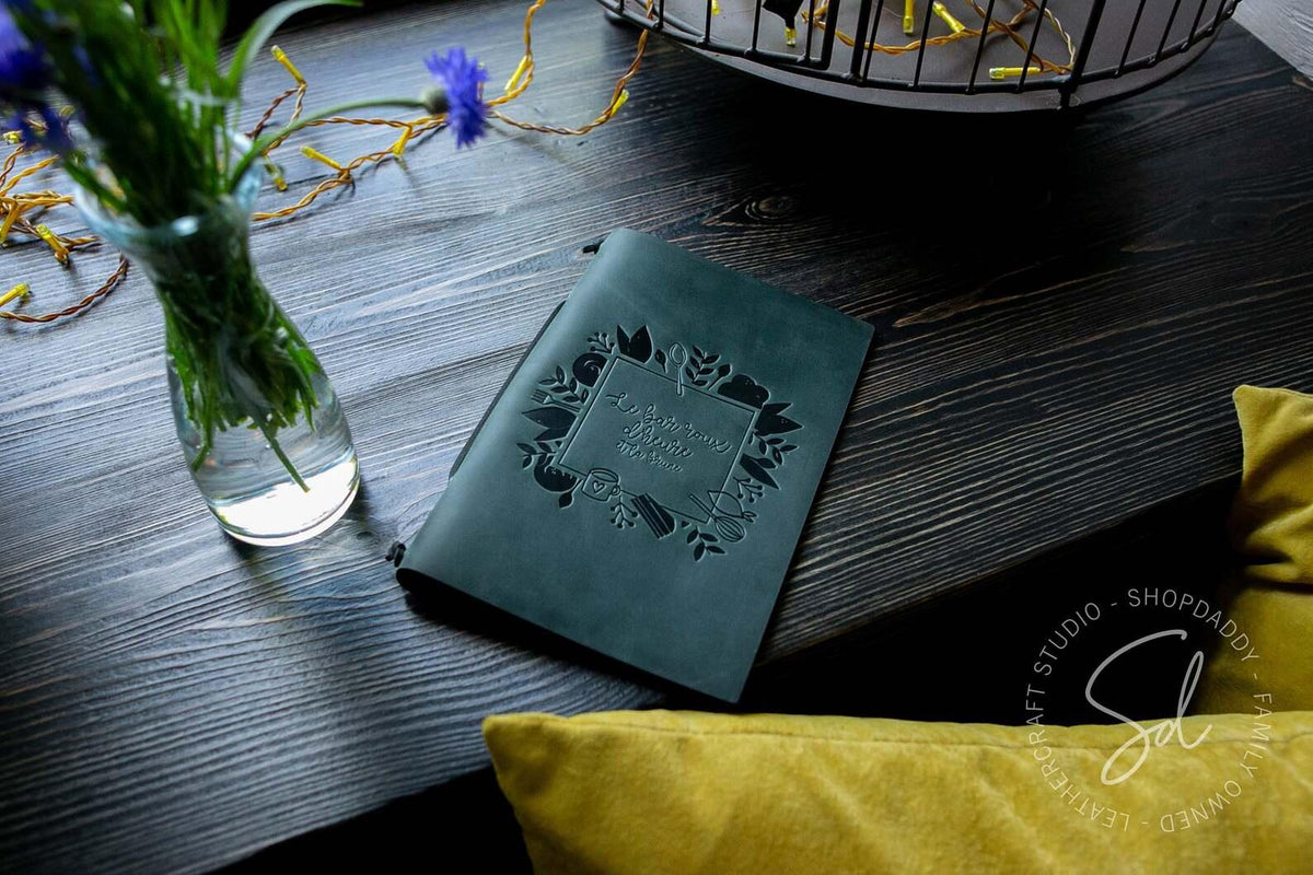 cafe Leather Menu Book with Leather Lace