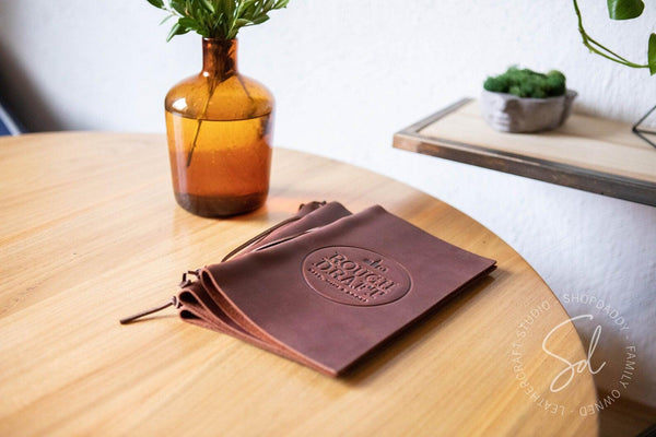 bar Leather Menu Holder with Leather Lace