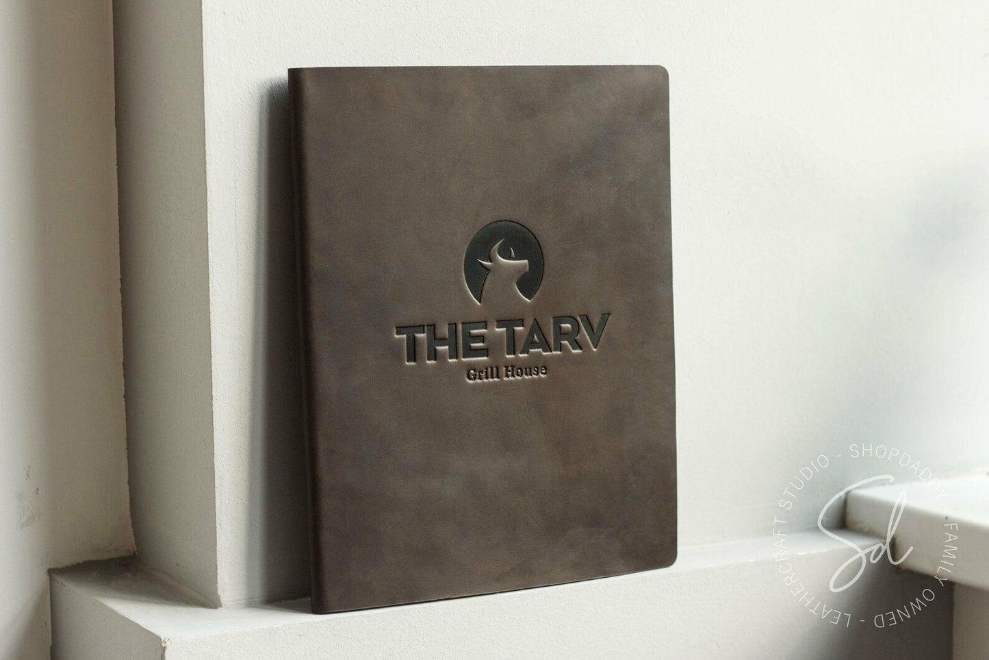 Chocolate Leather Menu Cover with Cork