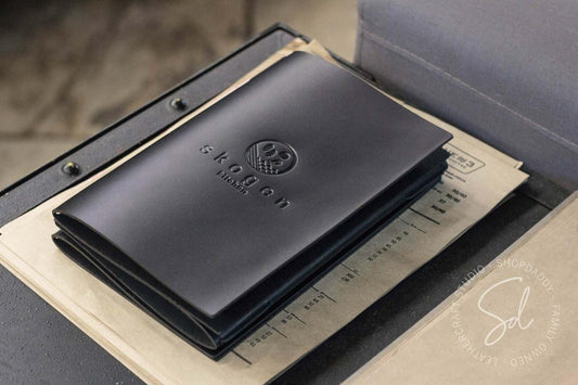 Black Thick Leather Menu Book with Elastic Band