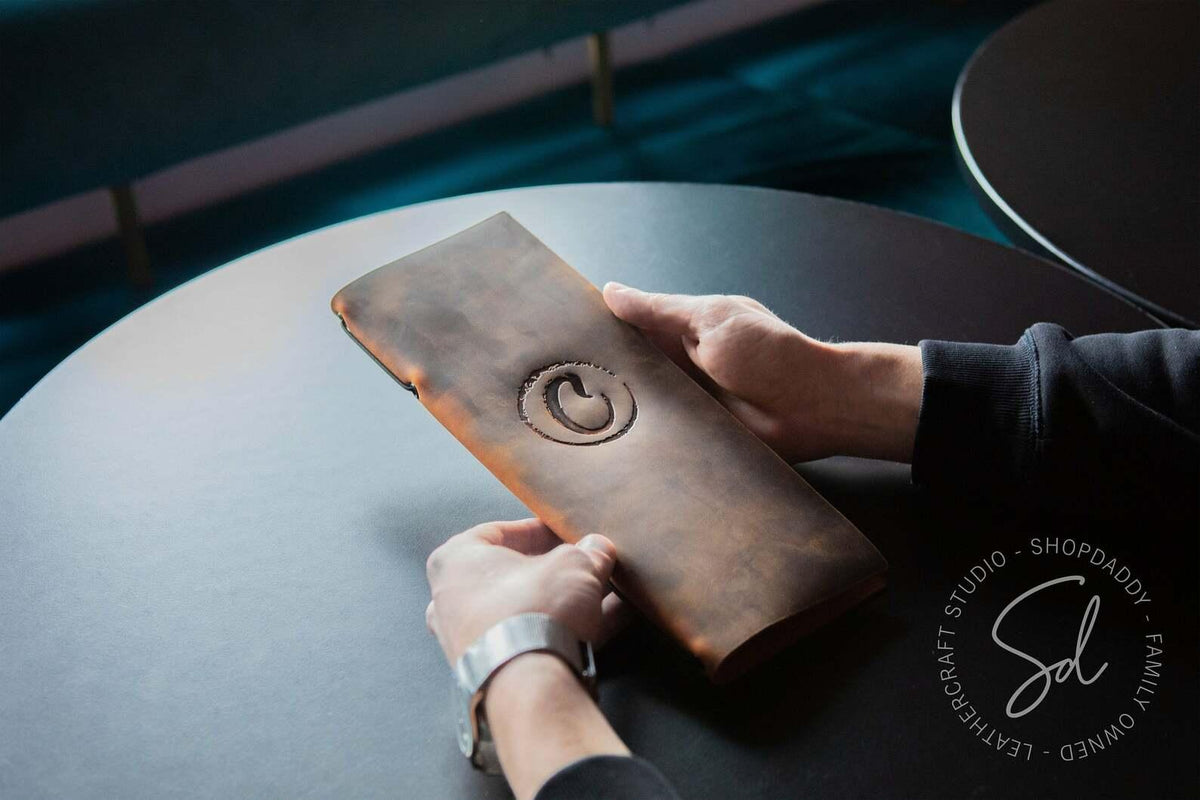 Rusty Leather Menu Cover with Elastic Band