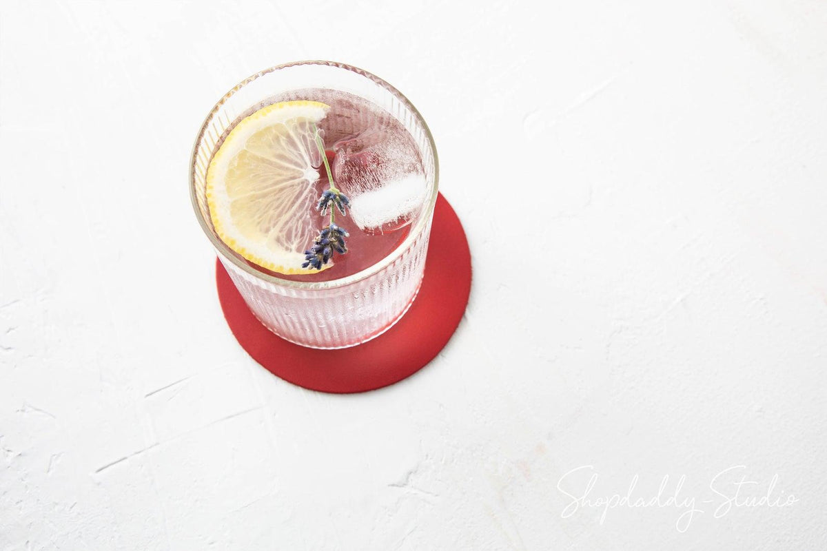  Red Set of Thick Leather Coasters for restaurant