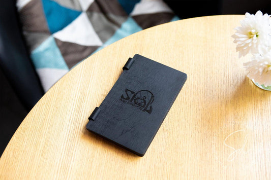 Wood Check Presenter with Leather Pocket on Screws
