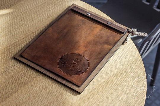 Walnut Menu Board Leather Cover & Rope – Shopdaddy-Studio