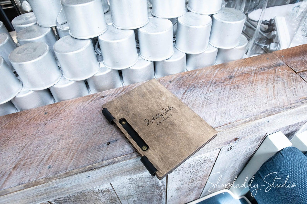 Walnut Wooden Menu Holder with Slot A5