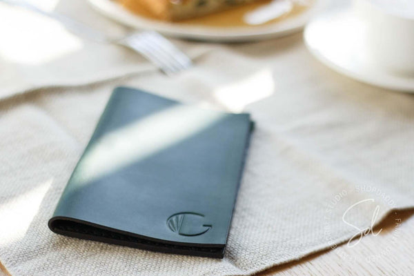 restaurant Green Leather Check Presenter with Pen Loop