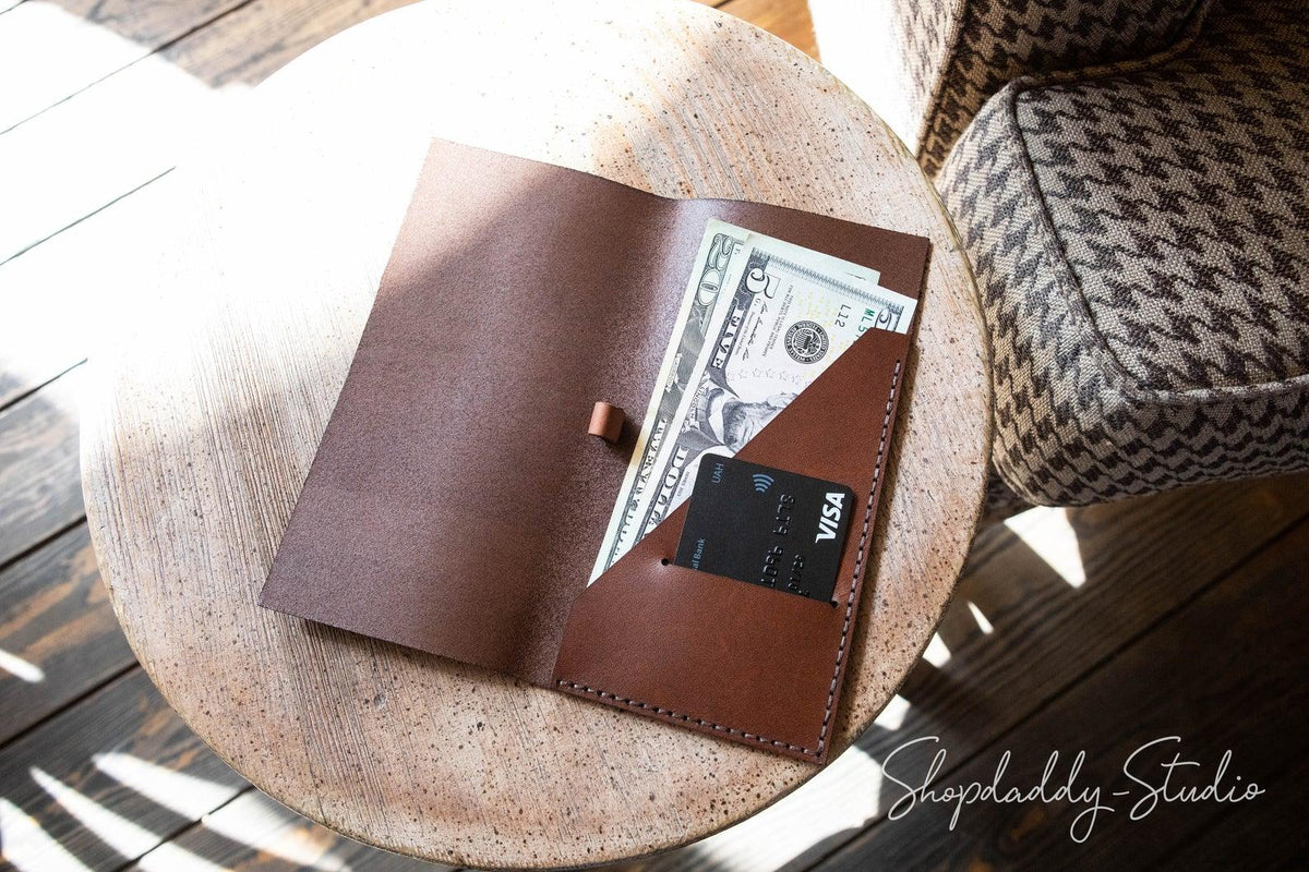 Brown Italian Leather Bill Presenter with Pen Loop