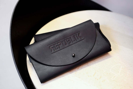Black Check Presenter with Button Stud