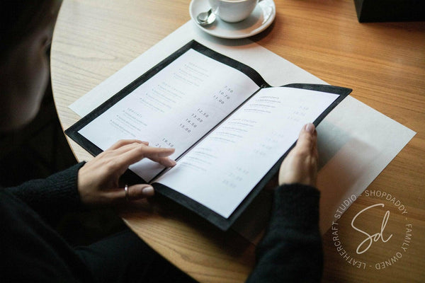 cafe Leather Menu Cover with Elastic Band