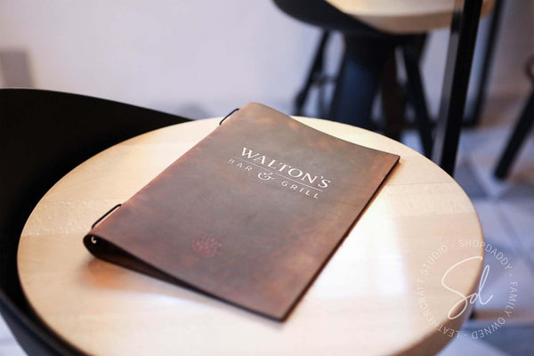 cafe Rusty Leather Menu Folder with Elastic Band