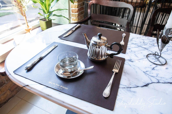 restaurant Dark Brown Thick Leather Table Placemat