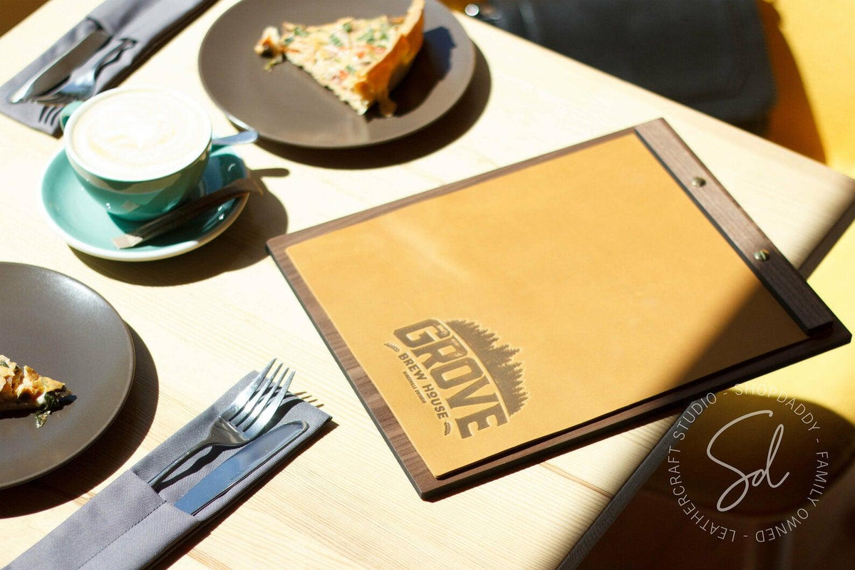 Menu Board with Leather Cover
