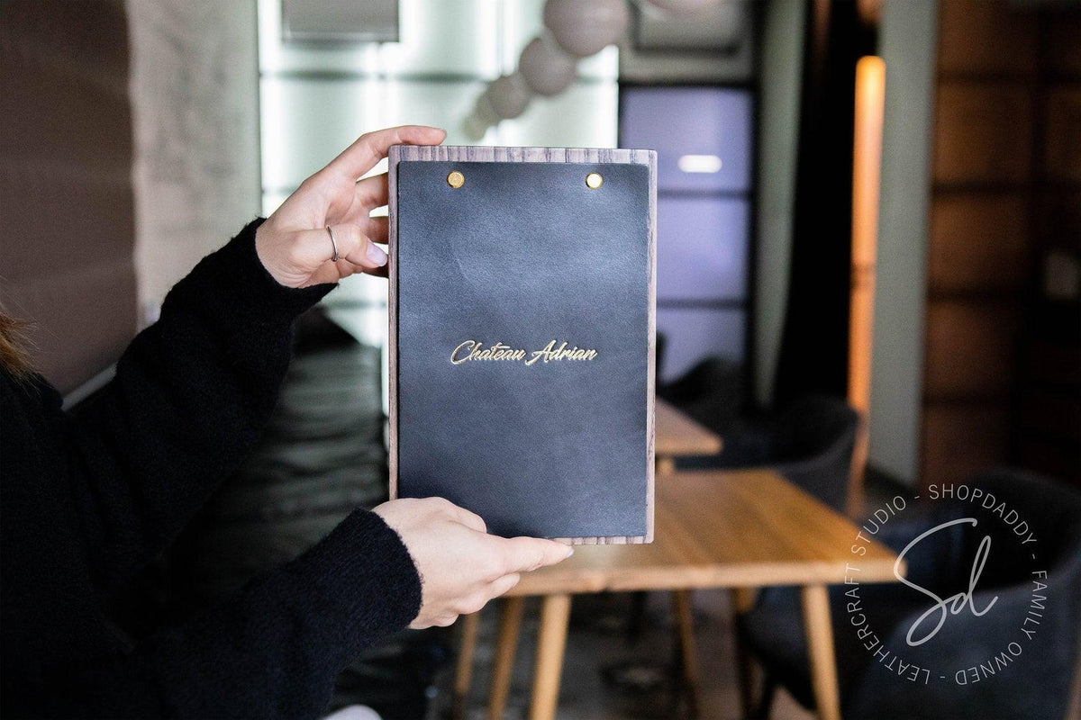 Menu Board with Thick Leather Cover