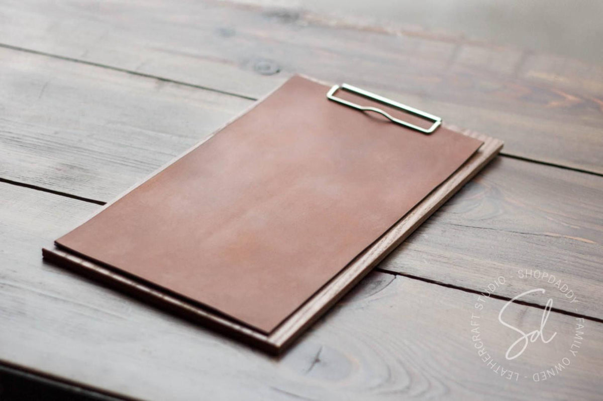 Menu Board with Leather Cover & Clip