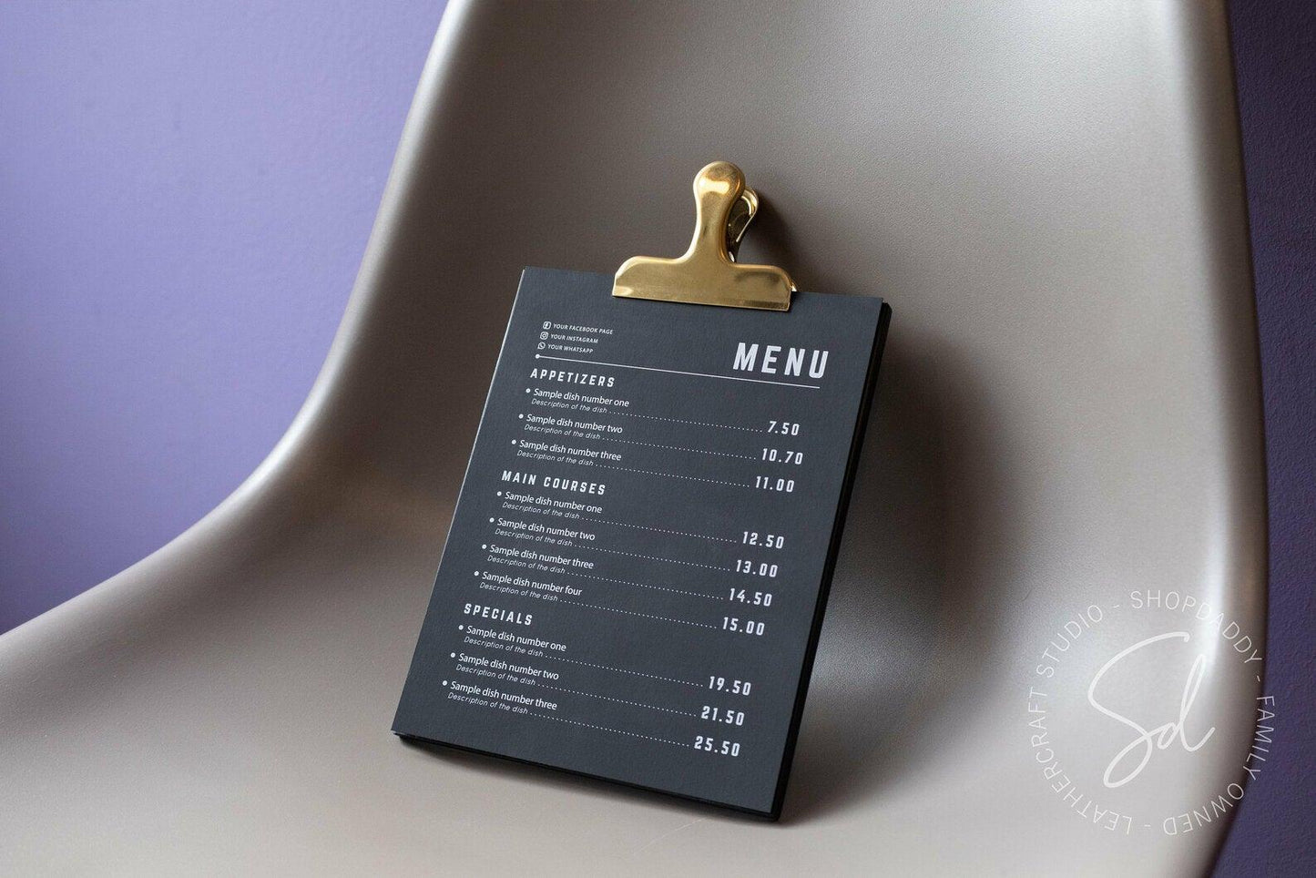 restaurant wooden menu board with clip shopdaddy studio