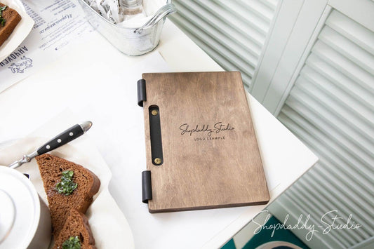 Walnut Wooden Menu Holder with Slot custom