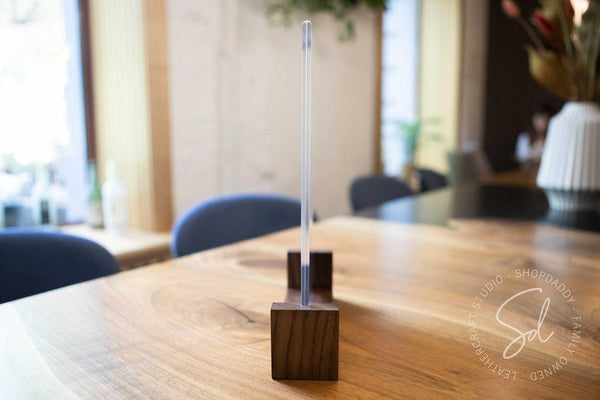 Walnut Wooden/Acrylic Table Top Menu Stand with logo