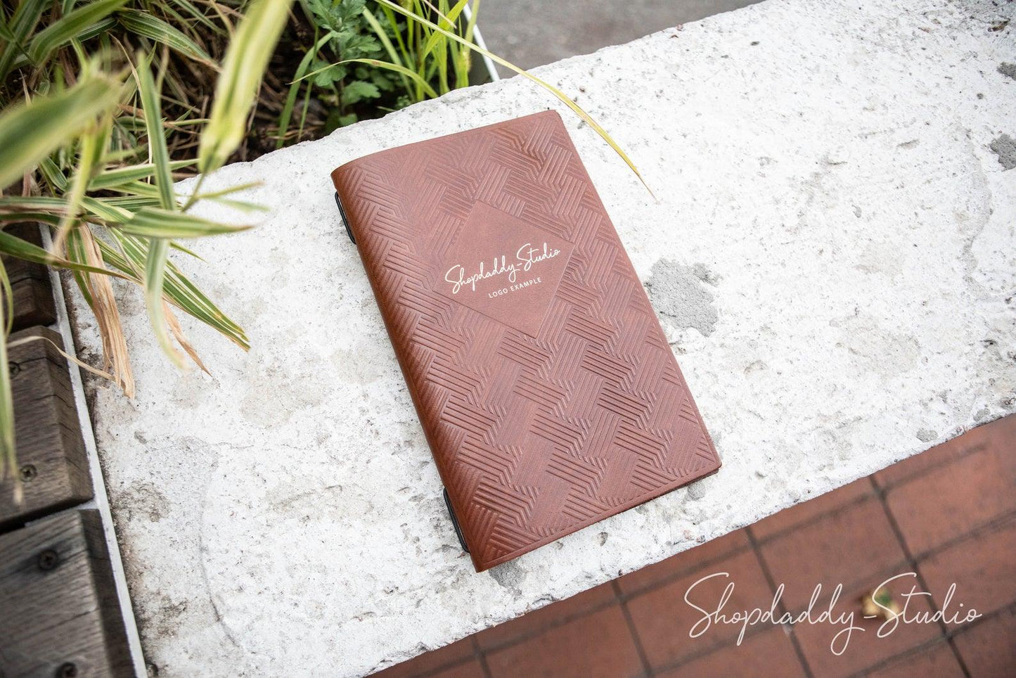 Bar Brown Thick Leather Menu Cover with Pattern