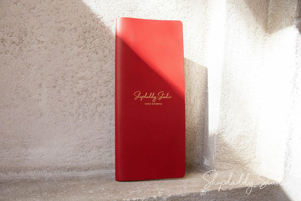 Red Thick Leather Menu Folio with Plank