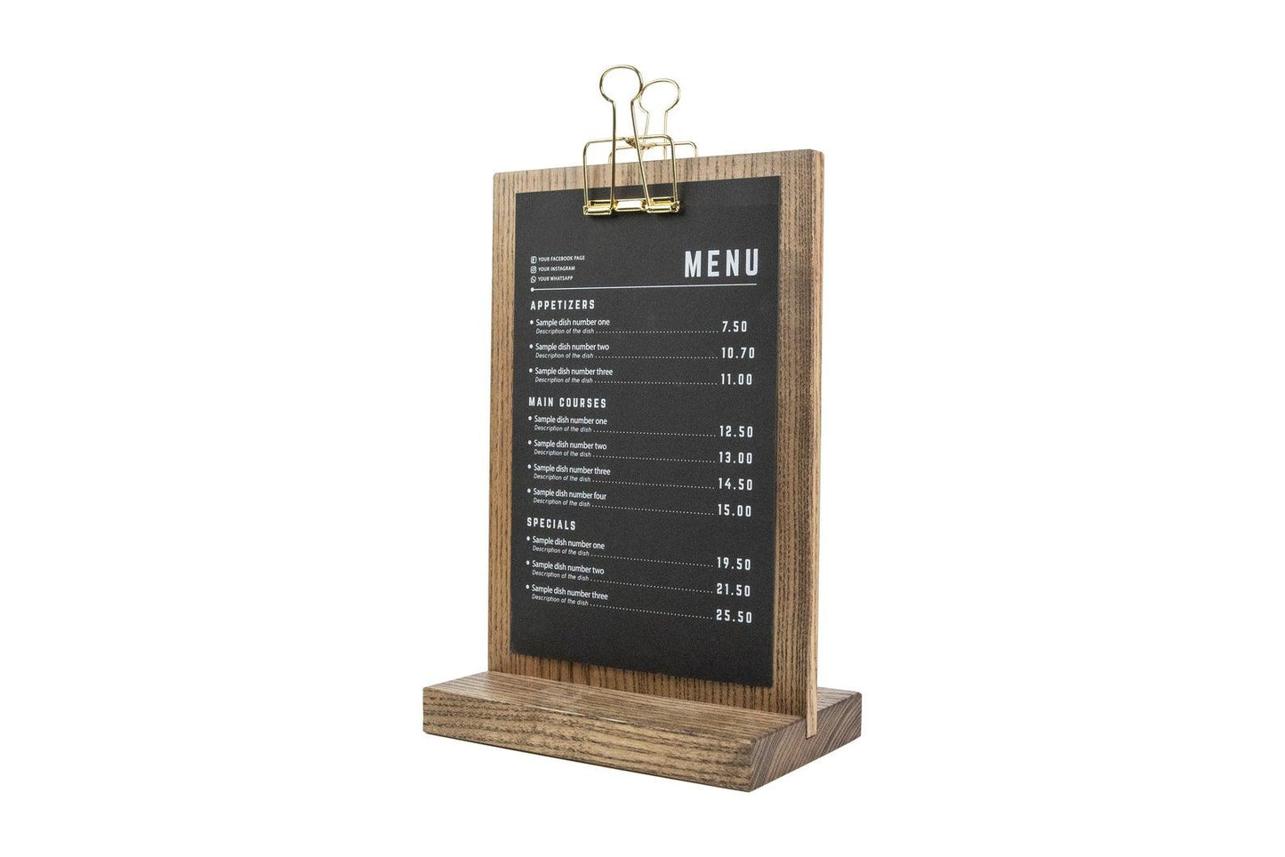 Straight Wooden Table Top Stand with Golden Binder