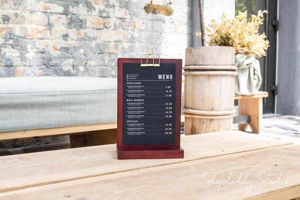 touchless Mahogany Straight Wooden Table Stand with Golden Binder