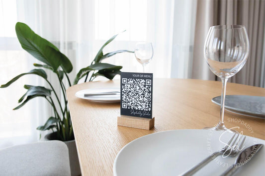 QR acrlylic menu holder set shopdaddy studio