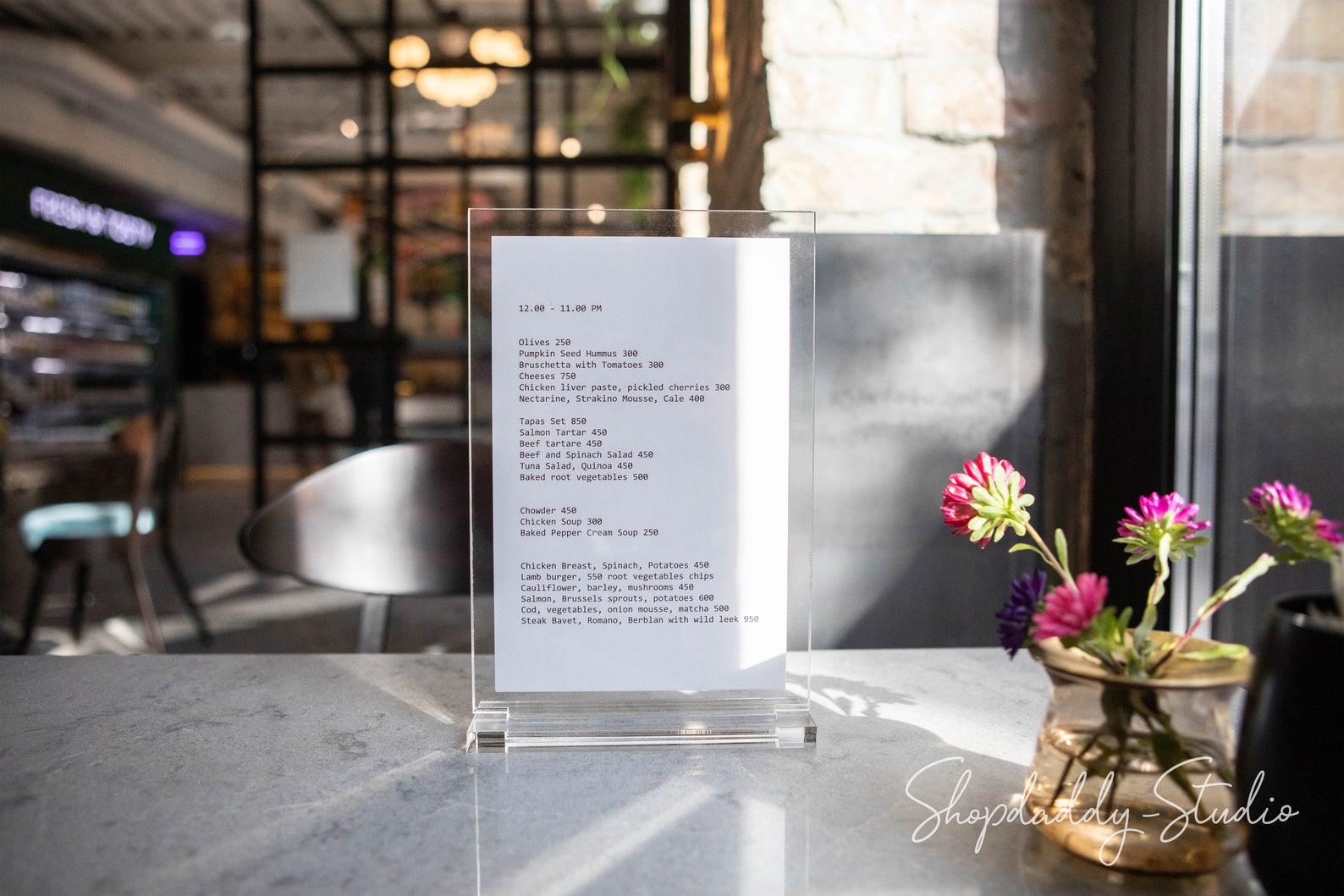 Table Menu Display Acrylic Table Stand Display Menu – Shopdaddy-Studio