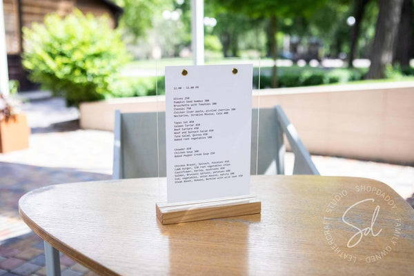 contactless Lacquer Wooden/Acrylic Table Menu Stand