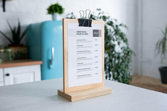 touchless Straight Wooden Table Stand with Binder