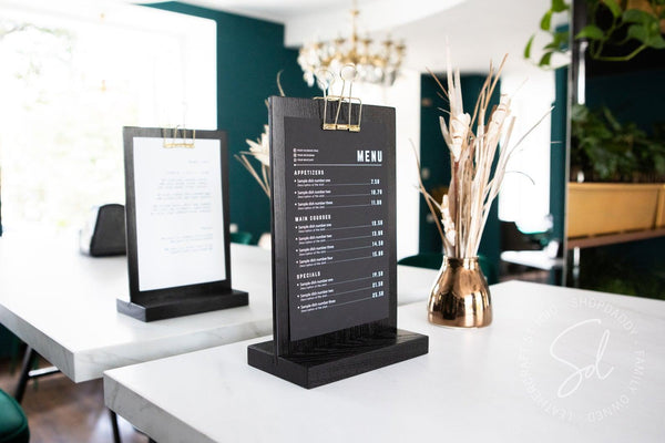 touchless Black Straight Wooden Table Stand with Golden Binder