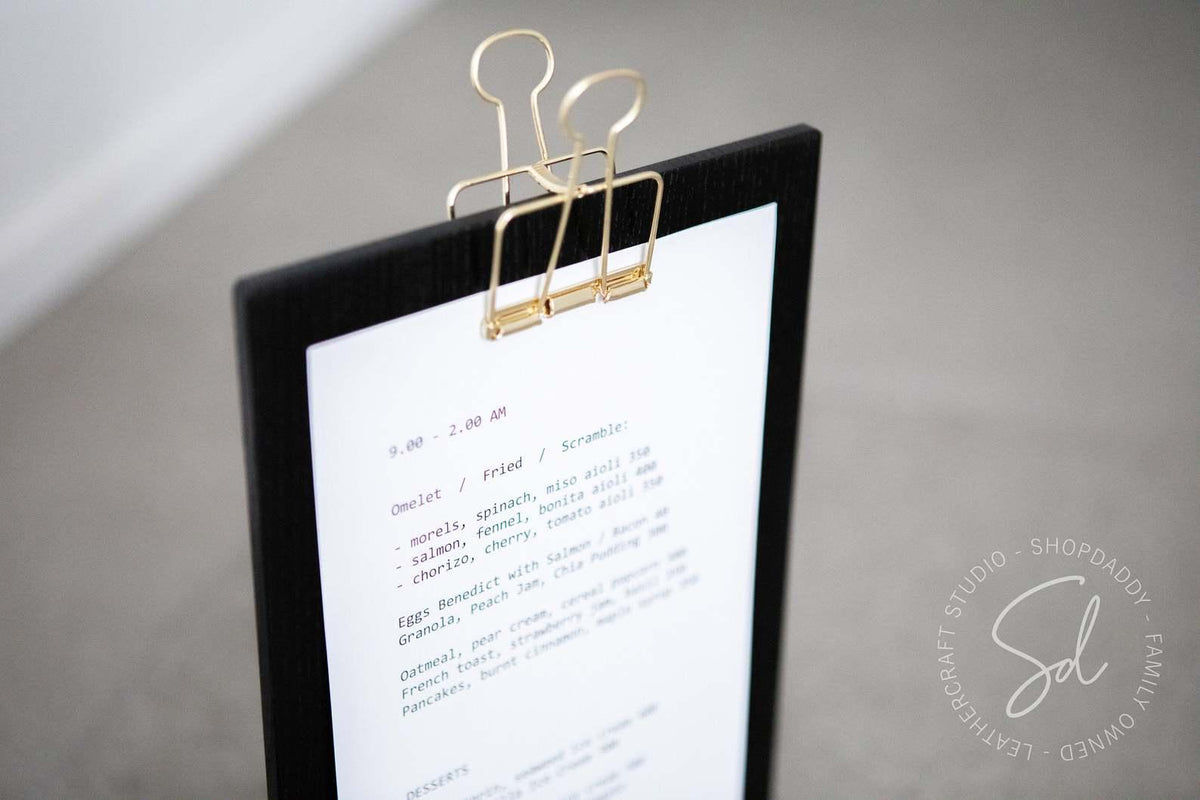 Black Straight Wooden Table Stand with Golden Binder – Shopdaddy-Studio