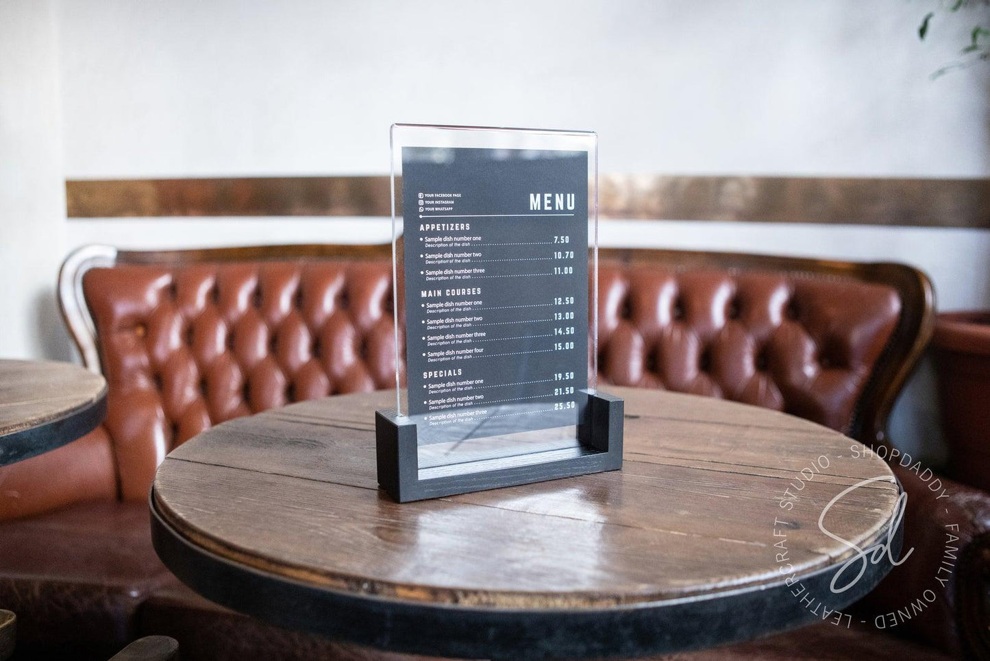 Black Wooden/Acrylic Table Menu Stand