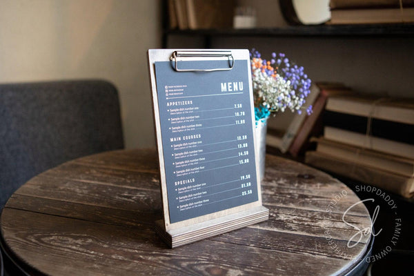 contactless Walnut Angled Wooden Table Stand with Clip