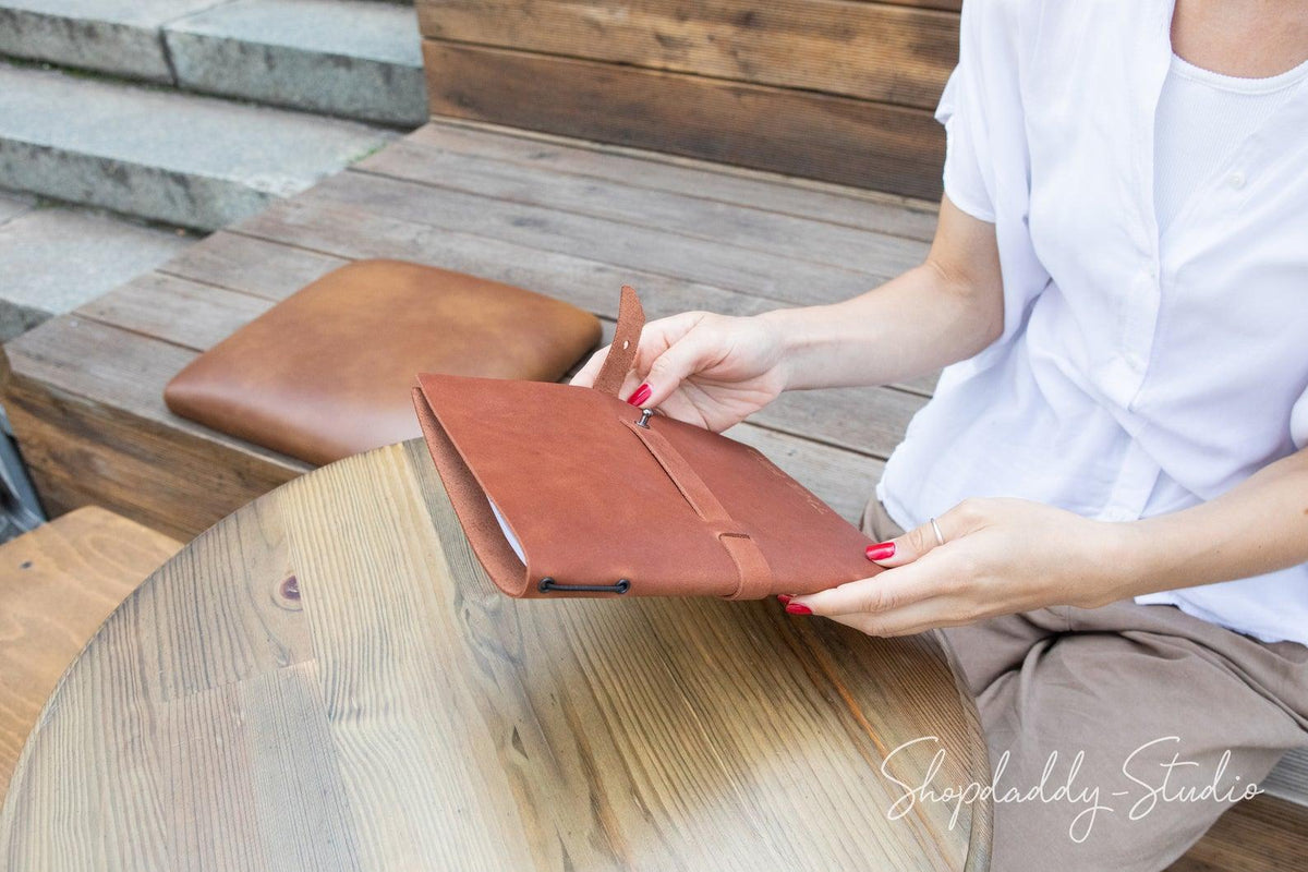 Brown Leather Menu Book with Leather Belt