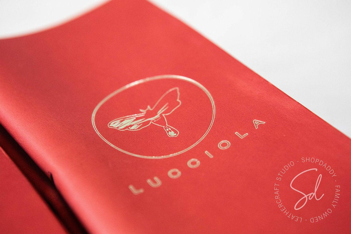 Red Leather Bill Presenter with Pen Loop